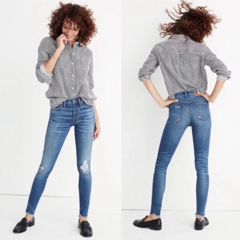 Madewell Blue Distressed 9” High Rise Skinny Jean